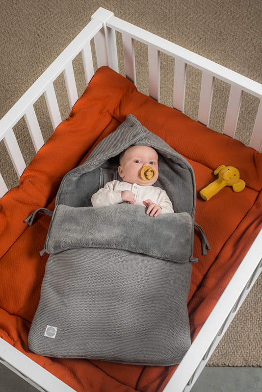 Jollein Voetenzak voor Autostoel en Kinderwagen Basic Knit - Stone Grey |  Voetzakken | Gras onder je voeten