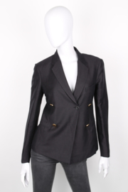Céline Black Linen Double Breasted Longsleeve Blazer Celine Jassen | Designer Vintage