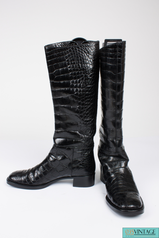 Prada Boots Crocodile Leather - black 