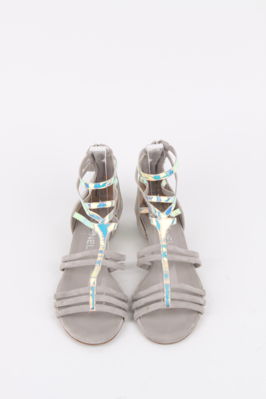 iridescent gladiator sandals