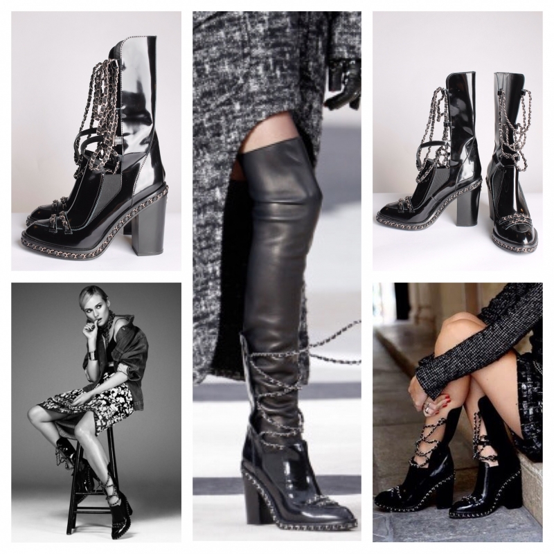 Chanel Chain Boots - black leather 