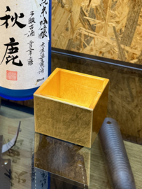 Gold Masu Cup (traditional Sake cup) made in Japan