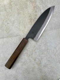 Hinokuni Shirogami #1 Santoku kuroichi Sanmai, Oak octagonal -180 mm-