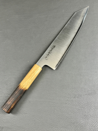 Kagemitsu Tetsukage kogashi ōku 鉄影, kiritsuke gyuto 210 mm (chef's knife), Aogami #2 - Burned oak handle -