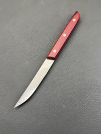 Kagemitsu Gyuniku non-serrated steak knife 80 mm, Damascus AUS10 core - red pakka wood-