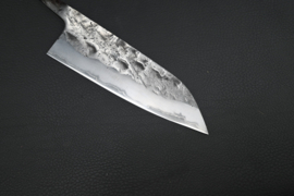 Sumio Kawamura, Santoku (universal knife), 165 mm, Sanmai, Shirogami #1 core, -non-stainless cladding - sharpened.