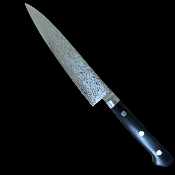 Kagemitsu Enodake 可愛岳, AUS8 Damascus, Petty (office knife) 135 mm, Western handle