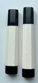 Traditioneel octagonaal handvat- Corian Ivory (kunstivoor) met buffelhoorn bolster (dubbel) - (in 2 maten)