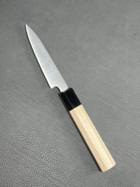 Konosuke HD-2 Wa-Petty (office knife), Octagonal handle, Honoki/Black horn, 120 mm -Saya-