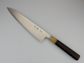Konosuke HD-2 Wa-Gyuto (chefsmes), Octagonaal handvat, ebbehout en buffelhoorn, 240 mm +Saya