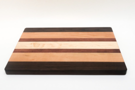 Unieke snijplank (handgemaakt), Walnoot, kersen, bubinga, esdoorn