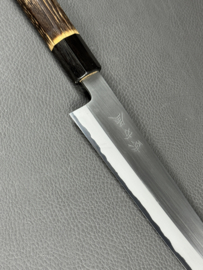 Mutsumi Hinoura Ajikataya SS Polished Sujihiki (Fish knife/sashimi knife), 240 mm - octagonal -