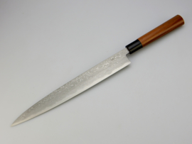 Tosa Matsunaga Aogami damascus Sujihiki (trancheermes), 270 mm