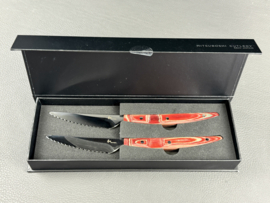 Mitsuboshi Nagomi set 2 steak knives, 90 mm Red and Red pakkawood handle-