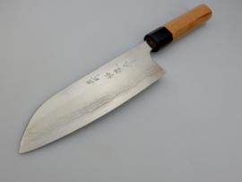 Ikeda Aogami Super damascus Santoku (universeel mes), 170 mm