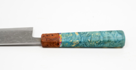 CUSTOM Kurouchi Aogami damascus santoku (Universeel mes ), 185 mm