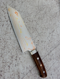 Takeshi Saji Rainbow Damascus Bunka (universal knife), 170 mm