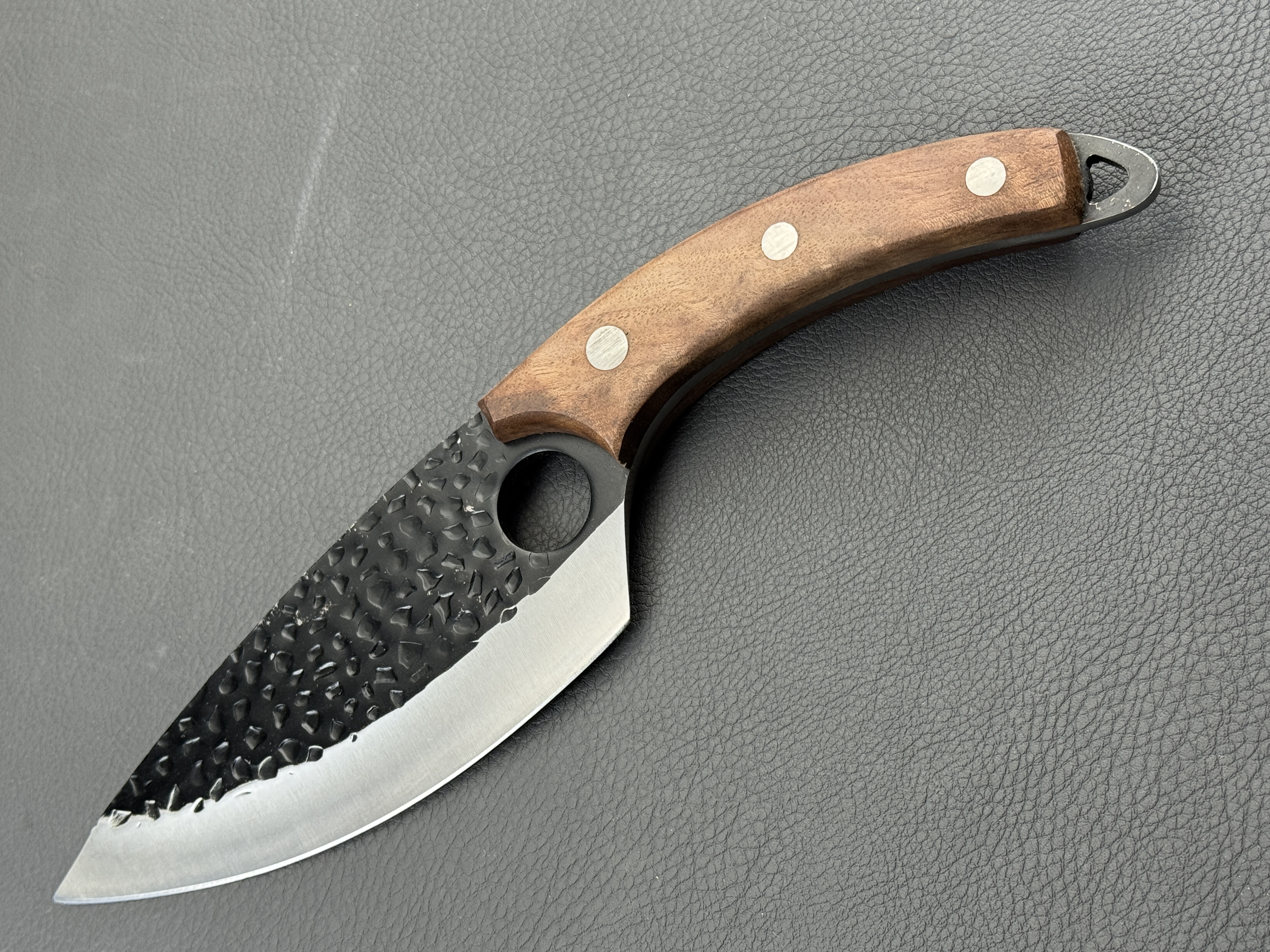 Bakuei 幕営 camping/outdoor/BBQ knife/garden knife/butcher knife, 4CR14 steel - double-sided - 145mm, walnut
