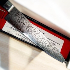 Kagemitsu Enodake 可愛岳, AUS8 Damascus, Petty (office knife) 135 mm, Western handle