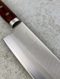 Kikuichi Elite Warikomi Gold Santoku, Mahogany pakka handle  -170 mm-