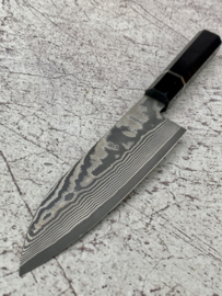 Okeya Kagerou Santoku Suminagashi, Ebbenhout octagonaal heft  -165 mm-