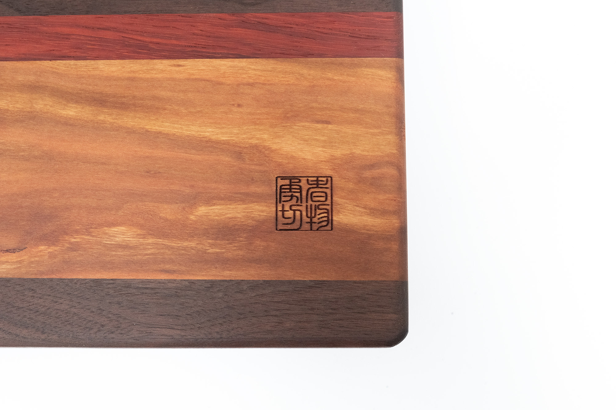 Unique cutting board (handmade), Walnut, cherry, redheart