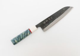 CUSTOM Kagemitsu Amefuri Kurouchi Aogami #1 Santoku (Universeel mes), 210 mm