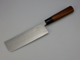 Tosa Matsunaga Aogami damascus Nakiri Jigata (groentemes), 165 mm