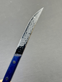 Kagemitsu Gyuniku steak knife 80 mm, Damascus AUS10 core - Blue Pakkawood-