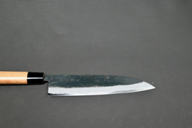 Hinokuni Shirogami #1 Santoku kuroichi Sanmai, Cherry handle, -210 mm-