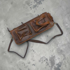 Drumstick leather knife bag/sheath for 6-8 knives - Cognac -