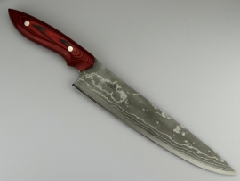 Nomura Gyuto (chefsmes), 240 mm - Rood Micarta -