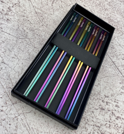 Kagemitsu 金属 Kinzoku Chopsticks -set of 5- Stainless Steel rainbow