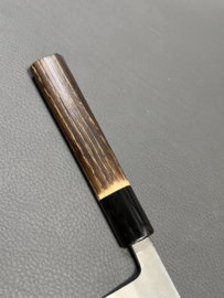 Konosuke Sanjo SKD Nashiji gyuto (chef's knife), 210 mm, Burned Chestnut, saya-
