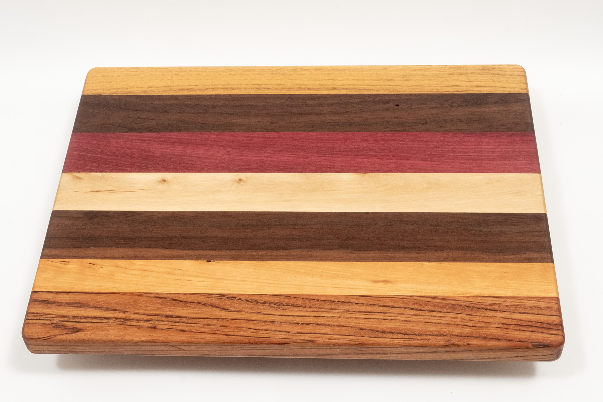 Unique cutting board (handmade), Iroko, walnut, purpleheart, beech, cherry, bubinga