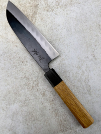 Fukushima 暗い Kurai Kuroichi, Aogami #2, Santoku (Universal knife) 165 mm, oak handle