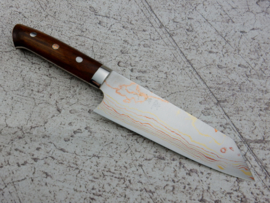 Takeshi Saji Rainbow Damascus Bunka (universal knife), 170 mm