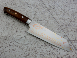 Takeshi Saji Rainbow Damascus Bunka (universeel mes), 170 mm