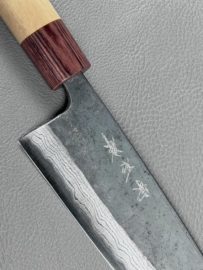 Muneishi Damascus Aogami Santoku (universal knife), 165 mm -Kuroichi-