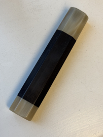 Traditional octagonal Ebony handle - double bolster, White Horn - (size L)