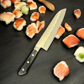 Kagemitsu ミノガワ Minogawa Tsuchime, Santoku 180 mm (universal knife), Aogami Super Steel -western style handle-