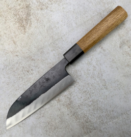 Fukushima 暗い Kurai Kuroichi, Aogami #2, Santoku (Universal knife) 165 mm, oak handle