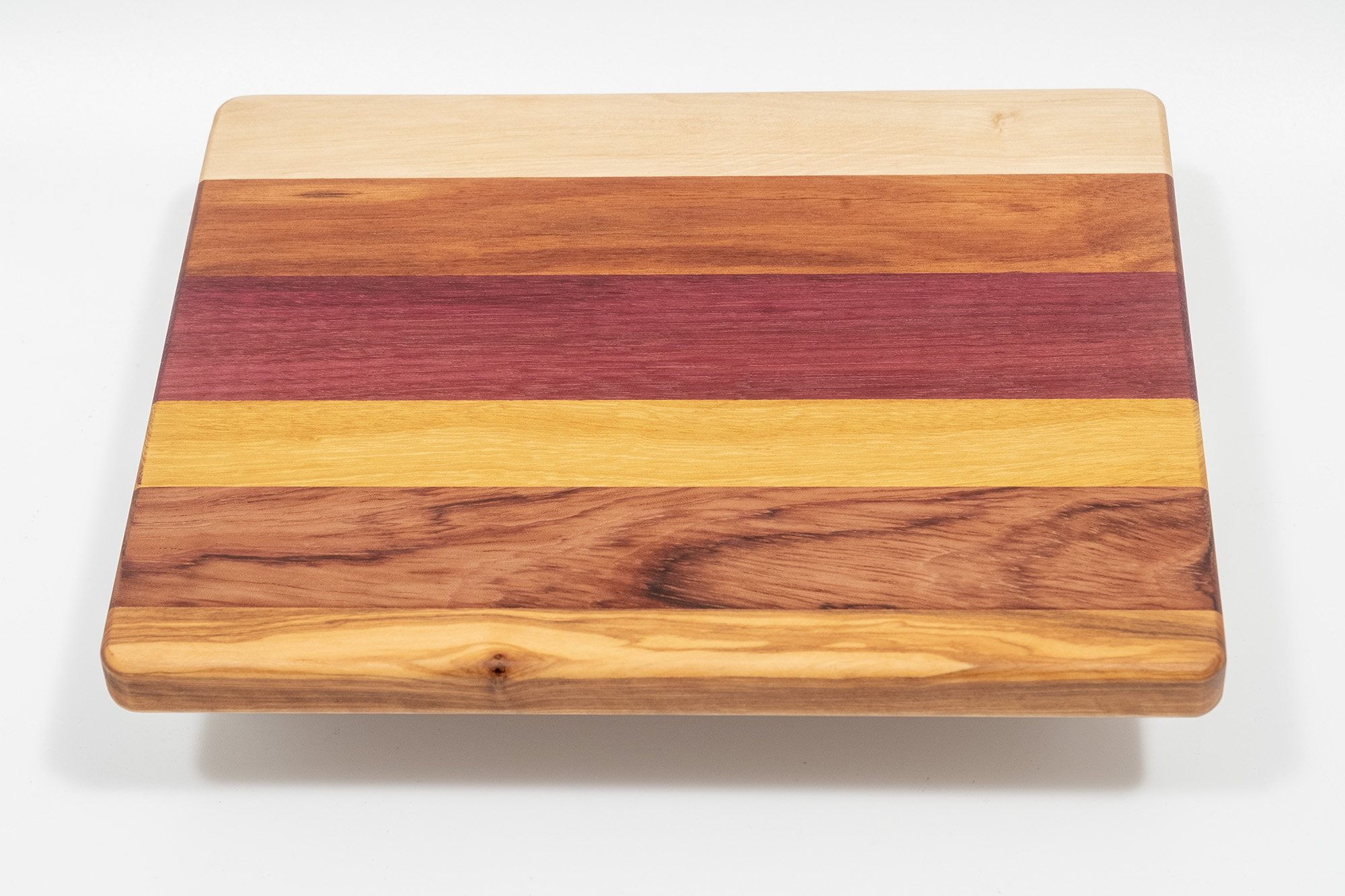 Unique cutting board (handmade), Olive, bubinga, iroko, purpleheart, Conçalo Alves, beech.