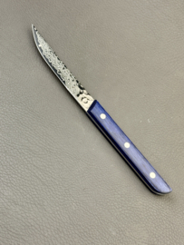 Kagemitsu Gyuniku steak knife 80 mm, Damascus AUS10 core - Blue Pakkawood-