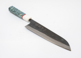 CUSTOM Kagemitsu Amefuri Kurouchi Aogami #1 Santoku (Universeel mes), 210 mm