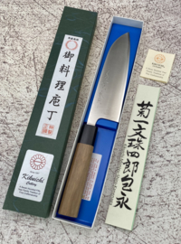 Kikuichi Ginsan #3 Santoku Sanmai, Walnut octagonal  -165 mm-