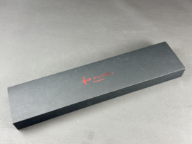 Mitsuboshi Nagomi Damascus Santoku (universal knife), 180 mm -red pakka wood handle-