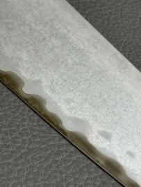 Kagemitsu Tetsukage Fushoku Kakō 鉄影腐食加工, kiritsuke gyuto 210 mm (chefsmes), Aogami #2  -los lemmet-