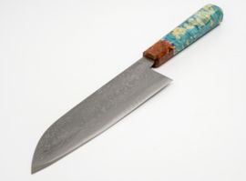 CUSTOM Kurouchi Aogami damascus santoku (Universal knive ), 185 mm
