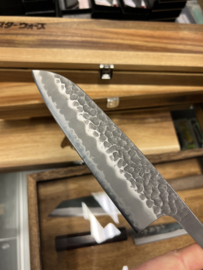 Kagemitsu Minogawa, santoku (universal knife), Sanmai, Aogami Super core, stainless cladding - sharpened- Blade only